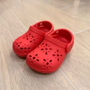 CROCS Kids Red Flower Clogs